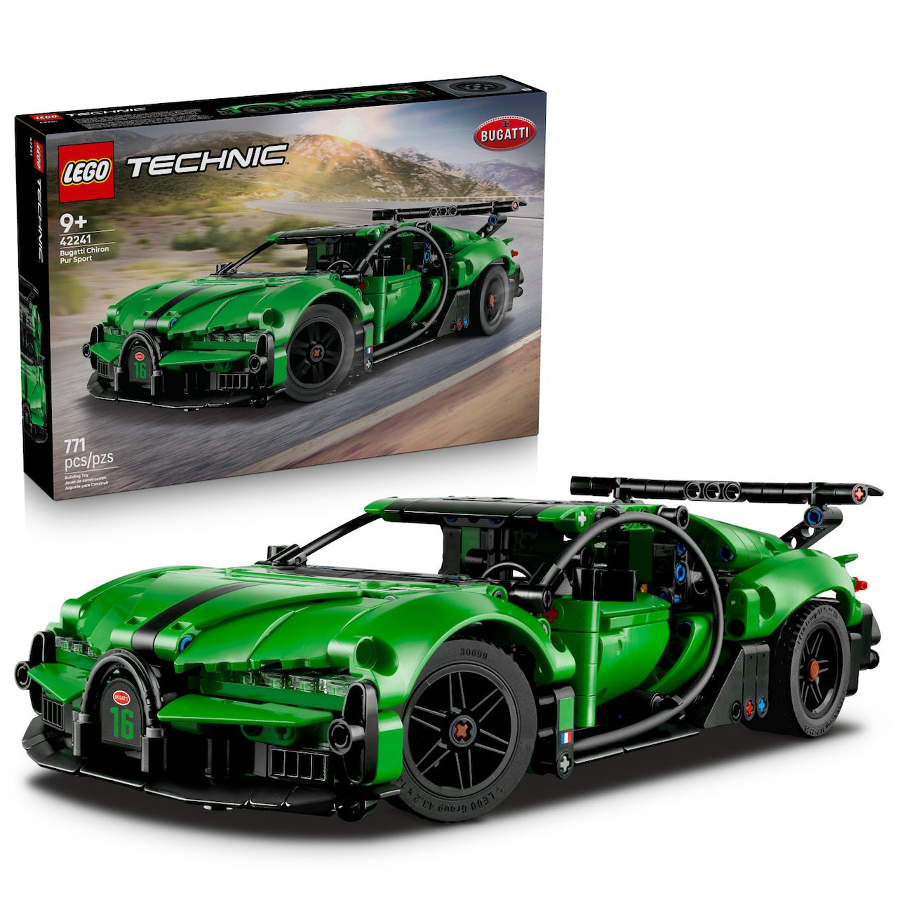 LEGO® Green Bugatti Chiron Pur Sport Hypercar - 42241 | Indigo
