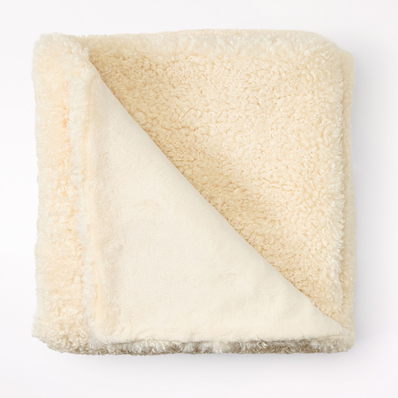 Curly Faux Fur Throw, Ivory | Indigo