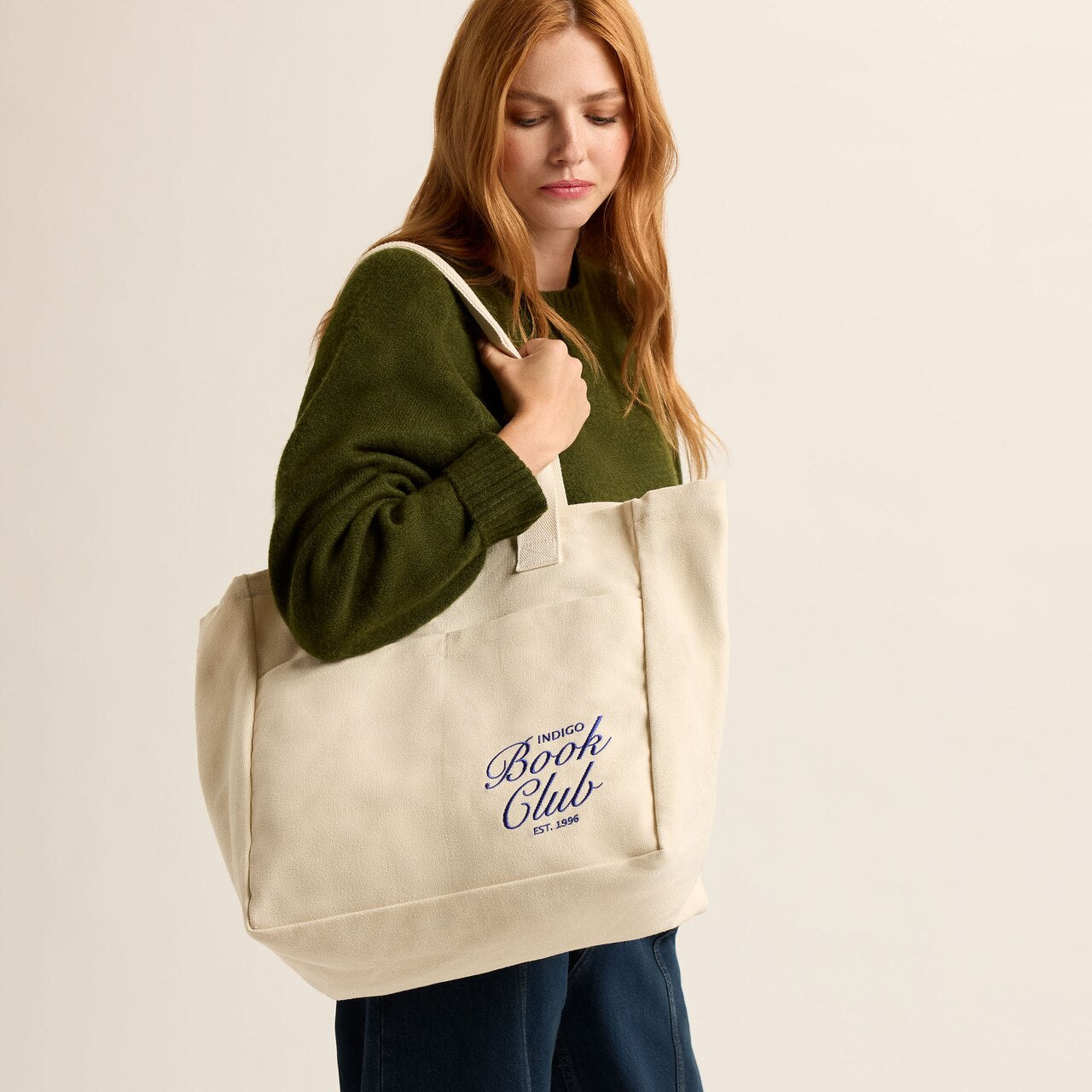 Book Club Canvas Tote, Natural | Indigo