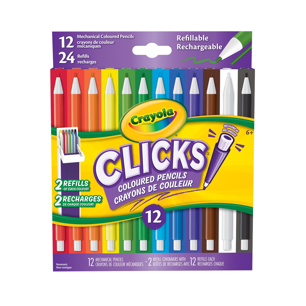 Crayola Clicks Mechanical Coloured Pencils, 12 Count - image 1