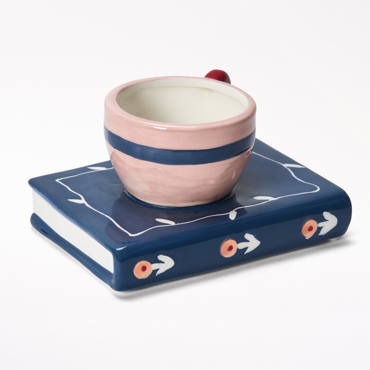 Cache-pot en céramique en forme de livre unique, bleu marine - image 1