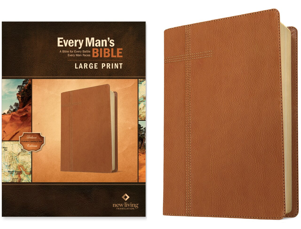 Every Man's Bible NLT, Large Print (LeatherLike, Pursuit Saddle Tan) - image 1