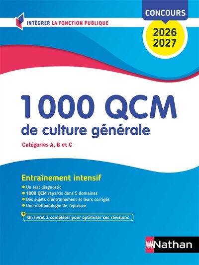 1.000 QCM de culture générale: catégories A, B et C, concours 2026-2027 - image 1
