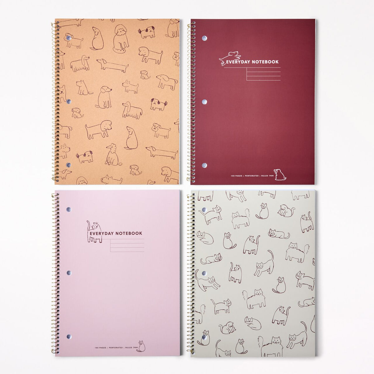 Set of 4 Spiral Journals, Pups + Cats - image 1
