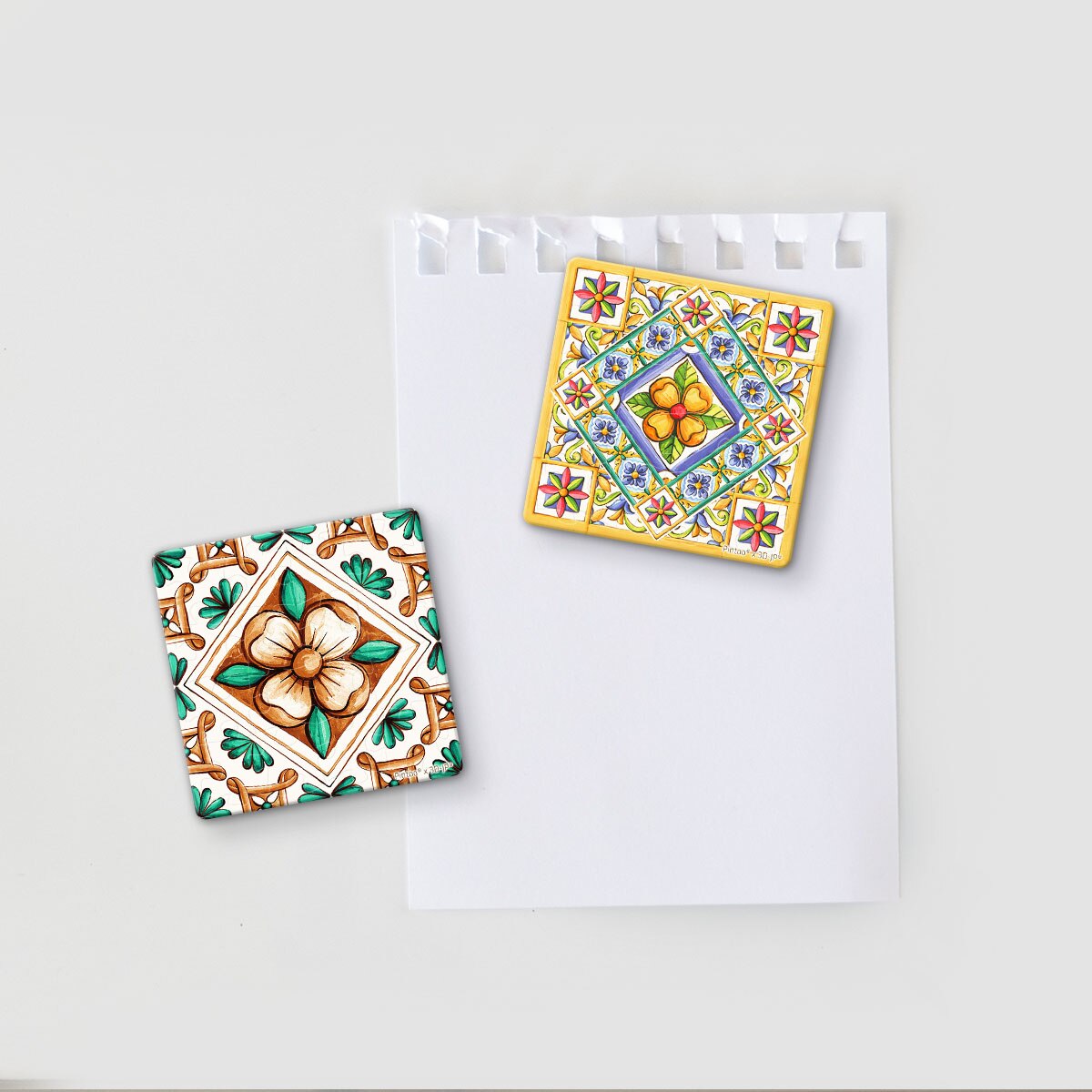 TA HEGOA 52x38 ブルー Puzzle Magnet Combo - Vintage Flora Tile | Indigo