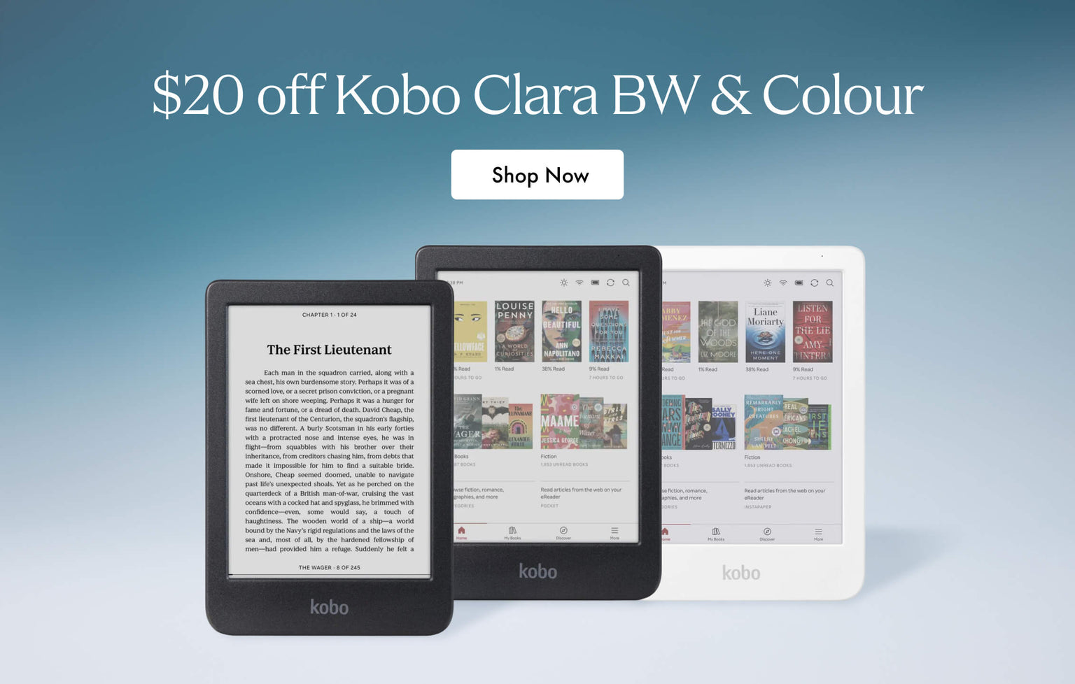 $20 off Kobo Clara BW & Colour