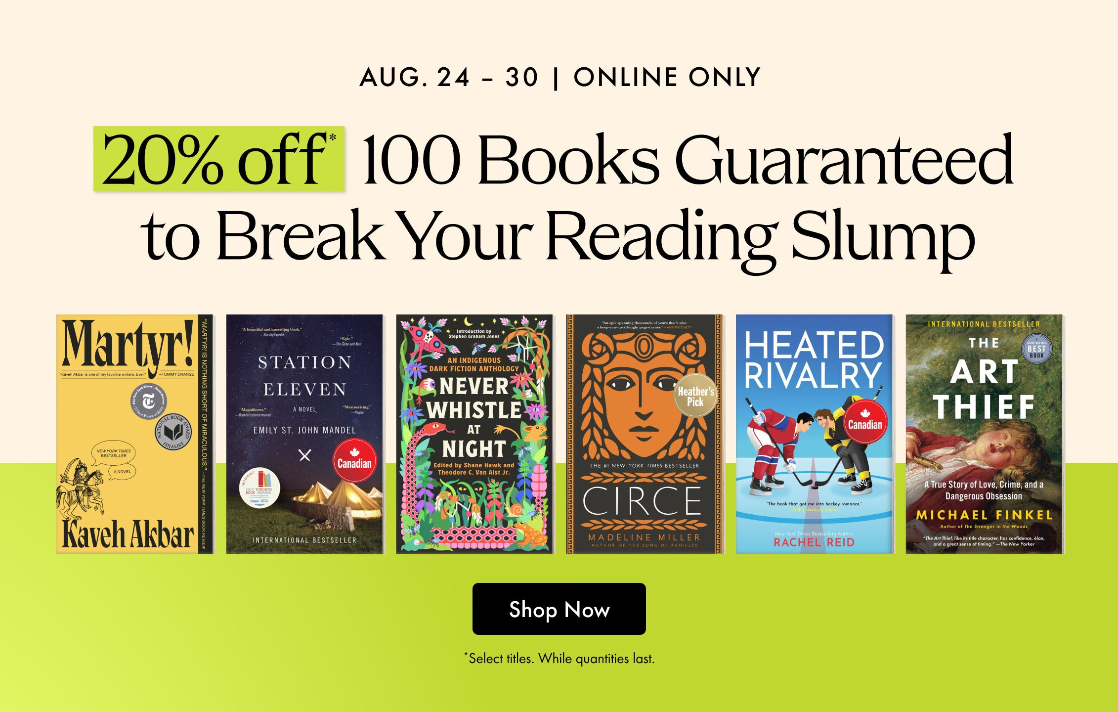 20% off Top 100 Books to Get You Out of a Reading Slump